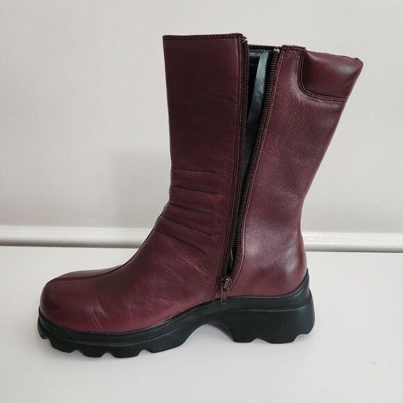SKECHERS Y2K Style Platform Boots (Size 9) Burgundy, Side Zip Thick Sole 2933 - Picture 5 of 11